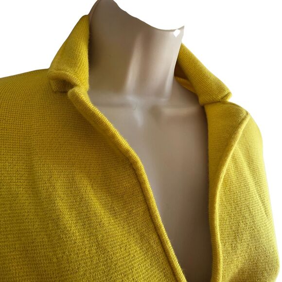 Talbots S Petite Yellow Sweater Blazer Knit Merino Wool Preppy - Picture 3 of 10